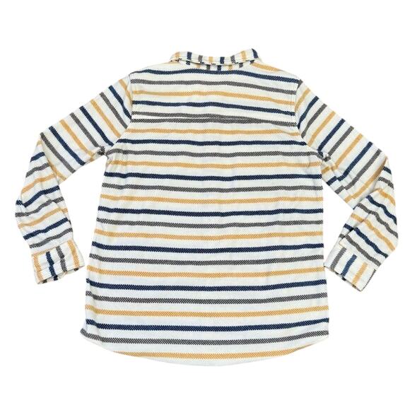 O’Neill Striped Fleece Shacket Womens Medium Pearl Snap Shirt Jacket Yellow Blue - Picture 8 of 8